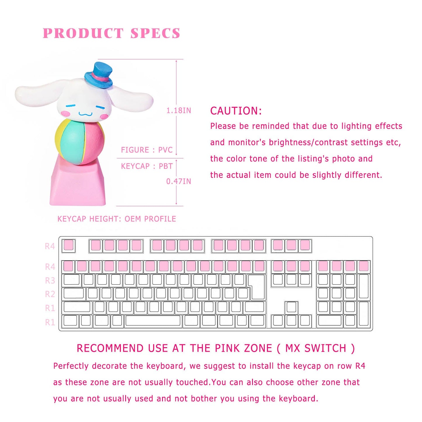 ✨ POYOKEEY × Sanrio Cute Cinnamoroll Keycaps - PBT Material Cherry MX Compatible Mechanical Keyboard Keycaps