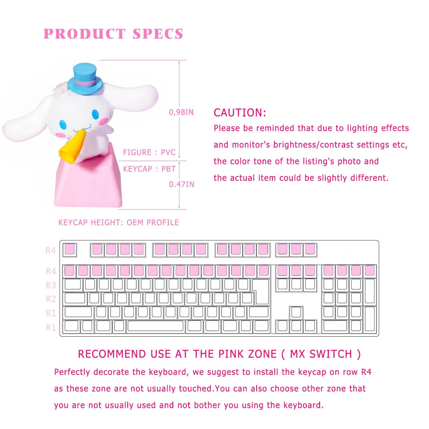 ✨ POYOKEEY × Sanrio Cute Cinnamoroll Keycaps - PBT Material Cherry MX Compatible Mechanical Keyboard Keycaps