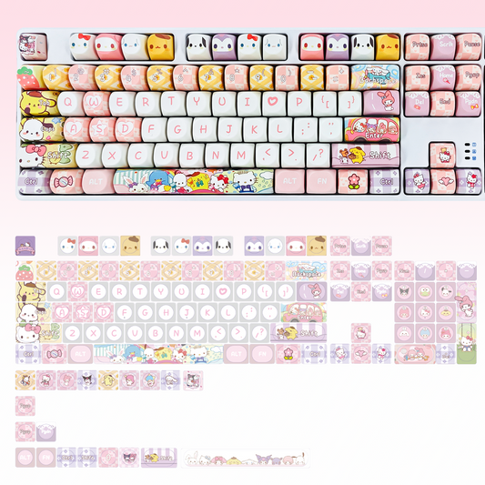 Cute Anime Sanrio Family Keycaps Set for XOA Height/ Cherry MX Switches