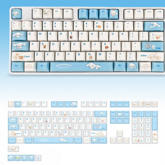 Cute Sanrio Cinnamorall Blue Keycaps Set for Cherry MX Switches