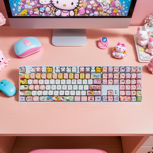 Cute Anime Sanrio Family Keycaps Set for XOA Height/ Cherry MX Switches
