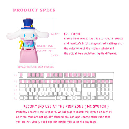 ✨ POYOKEEY × Sanrio  Cute Cinnamoroll Keycaps - PBT Material Cherry MX Compatible Mechanical Keyboard Keycaps
