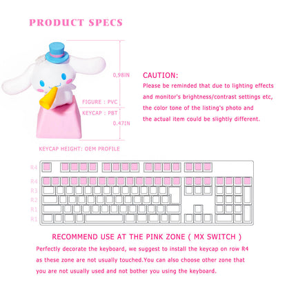 ✨ POYOKEEY × Sanrio  Cute Cinnamoroll Keycaps - PBT Material Cherry MX Compatible Mechanical Keyboard Keycaps