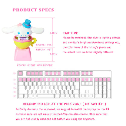 ✨ POYOKEEY × Sanrio  Cute Cinnamoroll Keycaps - PBT Material Cherry MX Compatible Mechanical Keyboard Keycaps
