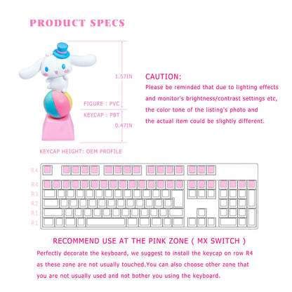 ✨ POYOKEEY × Sanrio  Cute Cinnamoroll Keycaps - PBT Material Cherry MX Compatible Mechanical Keyboard Keycaps